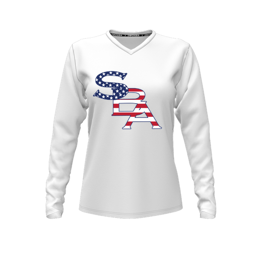 [FTLVCFWH-FYXS-LOGO1] Comfort T-Shirt (Female Youth XS, White, V Neck, Logo 1, Long Sleeve)