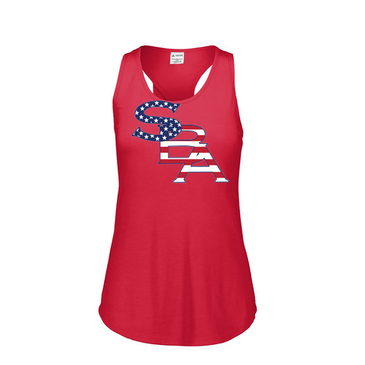 [FT0TUBRD-FAS-LOGO1] Ladies Tri Blend Tank Top (Female Adult S, Red, Logo 1)