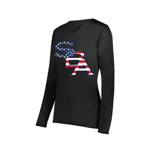 [222824.080.S-LOGO1] Ladies LS Smooth Sport Shirt (Female Adult S, Black, Logo 1)
