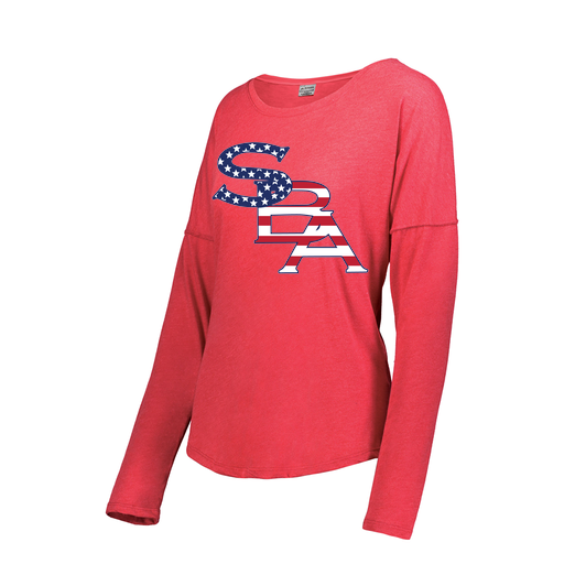 [FTLCUBRD-FAXS-LOGO1] Ladies LS Ultra-blend T-Shirt (Female Adult XS, Red, Logo 1)